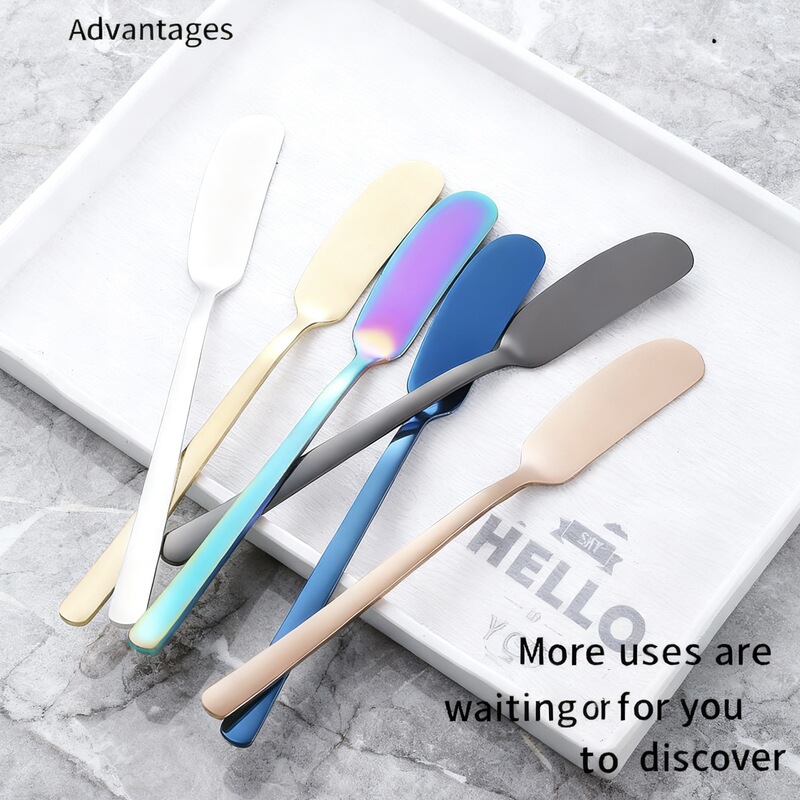 Stainless Steel 304 Colorful Western-Style Butter Knife, Cheese Knife, Bread Knife, Golden Jam Knife, Butter Spreading Knife, Butter Knife Stainless Steel 304 Colorful Western-Style Butter Knife, Cheese Knife, Bread Knife, Golden Jam Knife, Butter Spreading Knife, Butter Knife