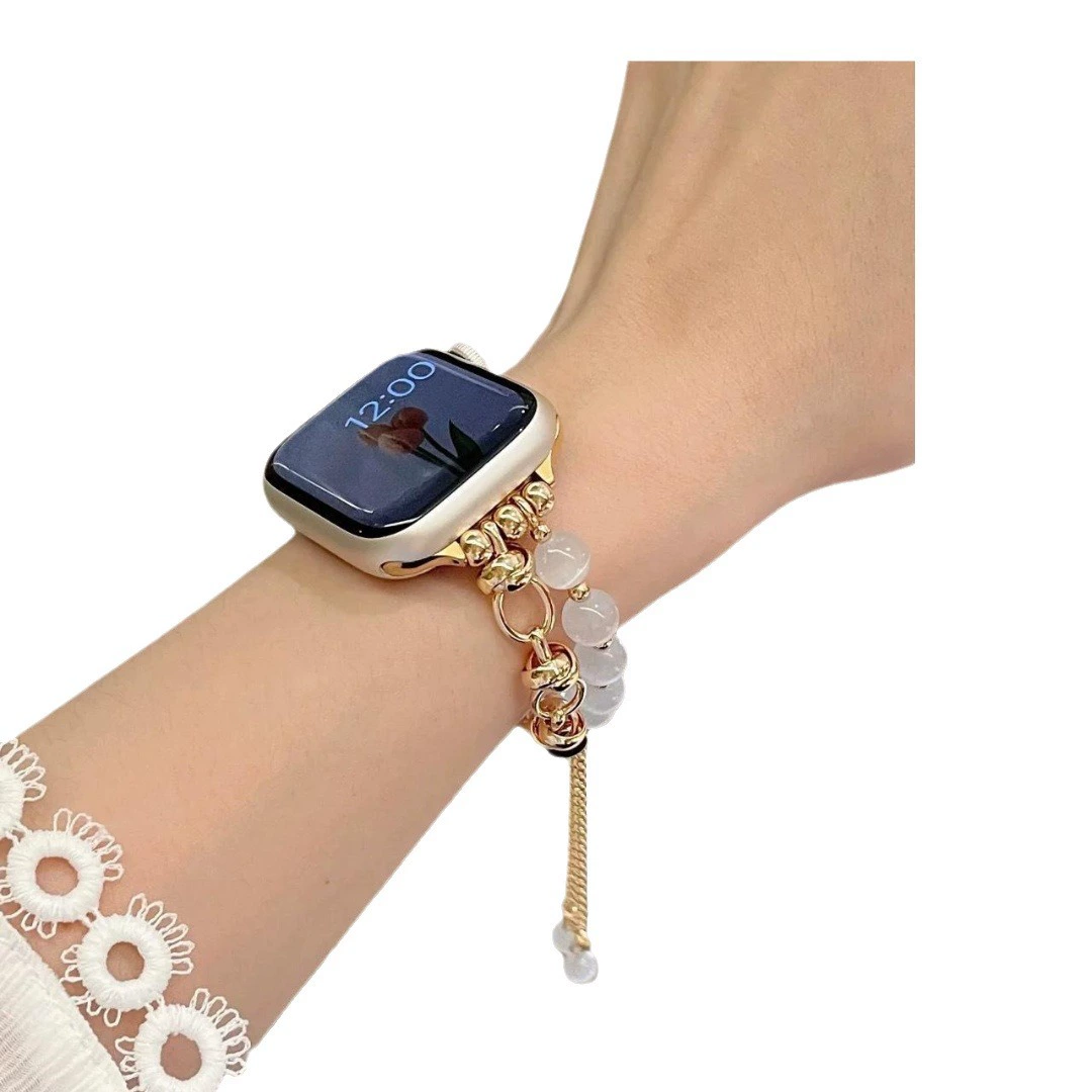 Браслет‑ремешок для Apple Watch, с кошачьим глазом и металлической цепочкой, 38–49 мм