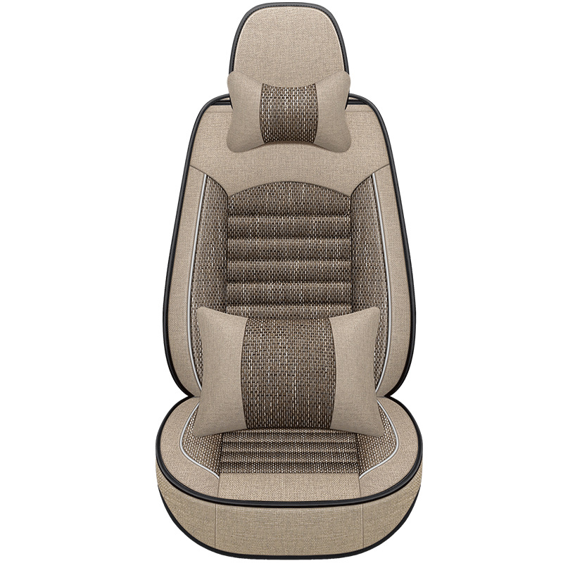 Flax Car Seat — Universal Seat cushion, seat cover - khaki-single-seat-deluxe-version