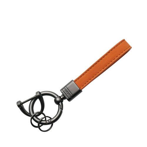 New nubuck leather car keychain wholesale car metal keychain pendant with simple personality and printable