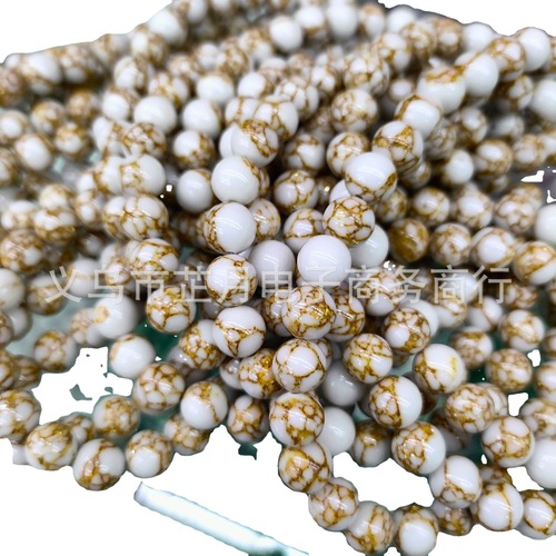 Gold Thread Turquoise Beads Gold Wire White Pine DIY Homemade Braided Bracelet Beads Turquoise Factory Direct Supply Cross-border