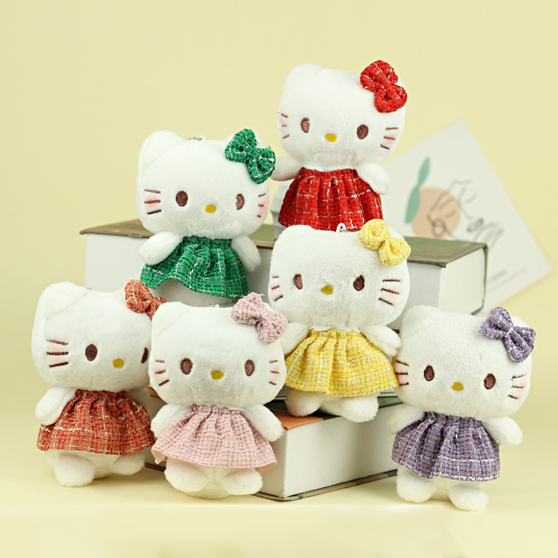 Lindo gatito colgante muñeca de juguete de peluche Chanel estilo gatito colgante llavero muñeca