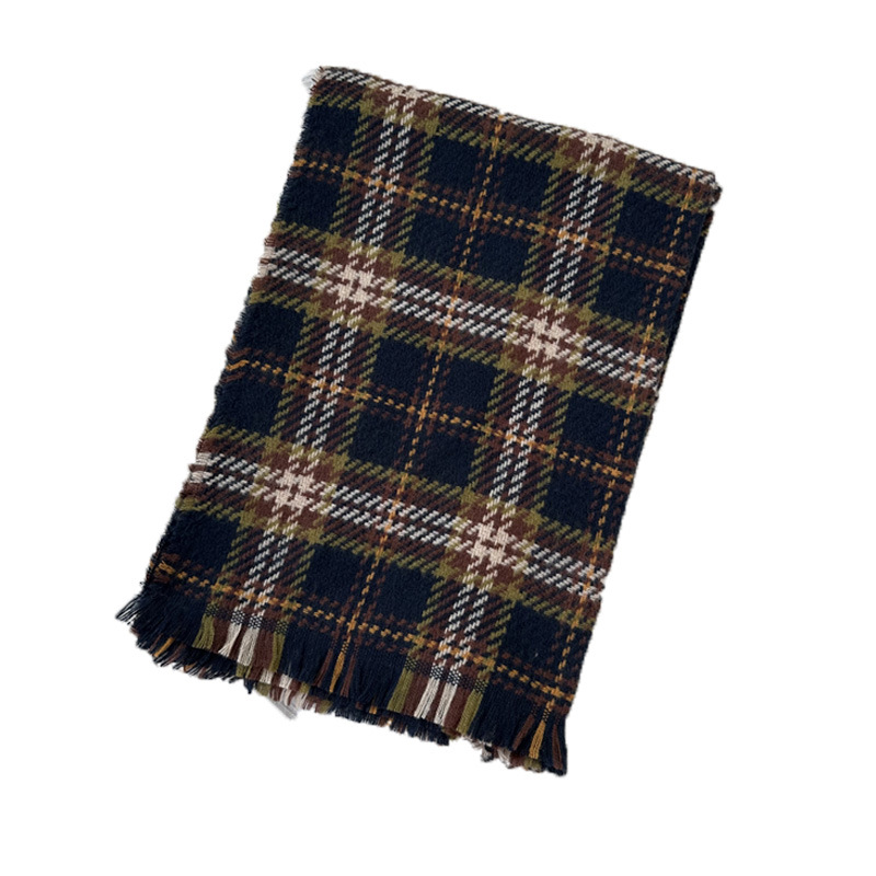 Cachecol xadrez de Natal com imitação de caxemira solta estilo britânico clássico para mulheres no inverno, macio e_voghion.com