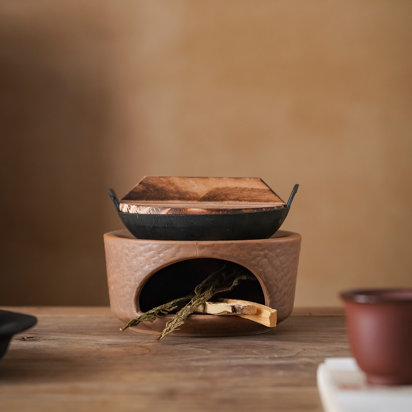 小型粗陶炭炉铸铁锅温茶器禅意焙茶温茶炉小暖炉家用保温炉烤茶器