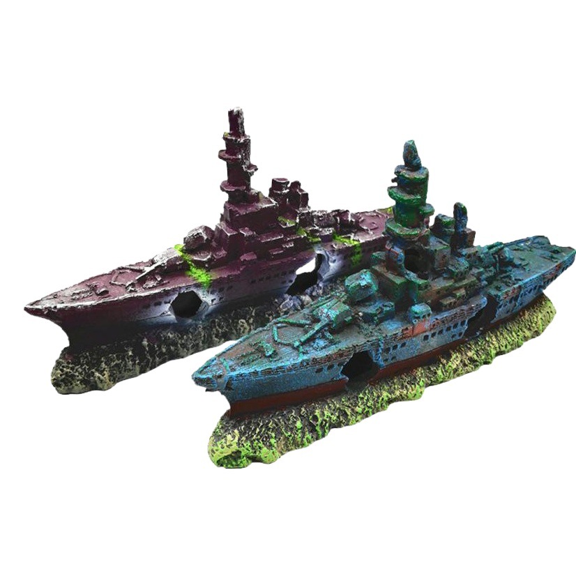Barco pirata, acuario, decoración de peceras, decoración de la casa de escape, resina de simulación, naufragio, rocalla de red pequeña