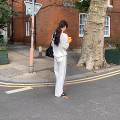 现货 2025秋季新款韩版OU*CE宽松高腰显瘦直筒松紧腰休闲裤长裤女