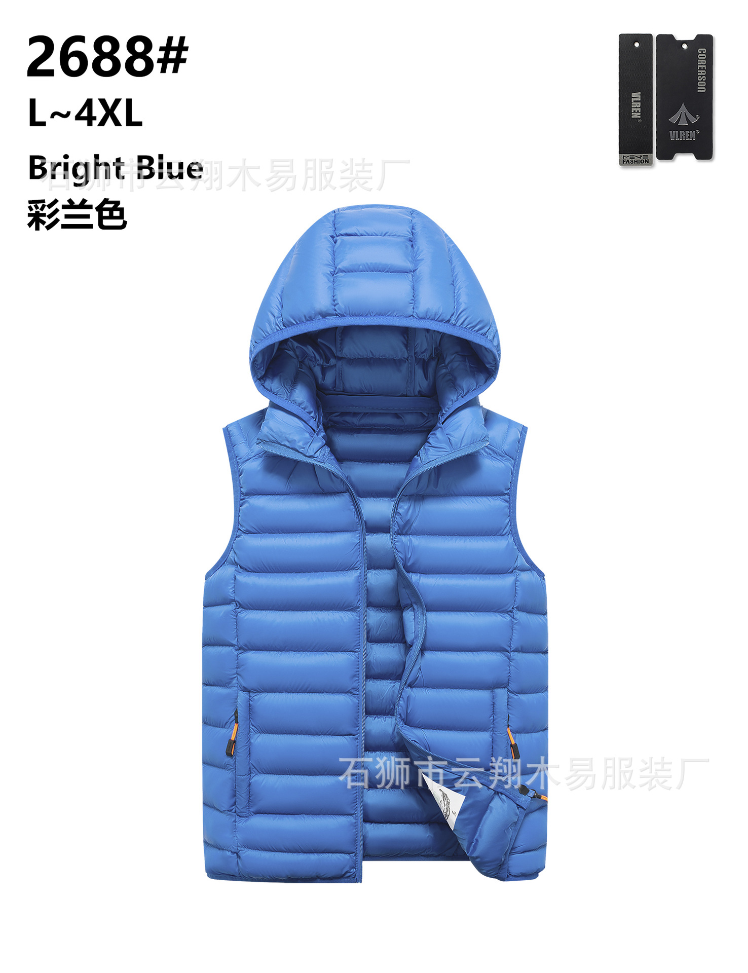 2023 Chaleco de algodón transfronterizo costillas engrosadas con capucha Chaleco de algodón raqueta de algodón europeo y americano Comercio exterior al por mayor