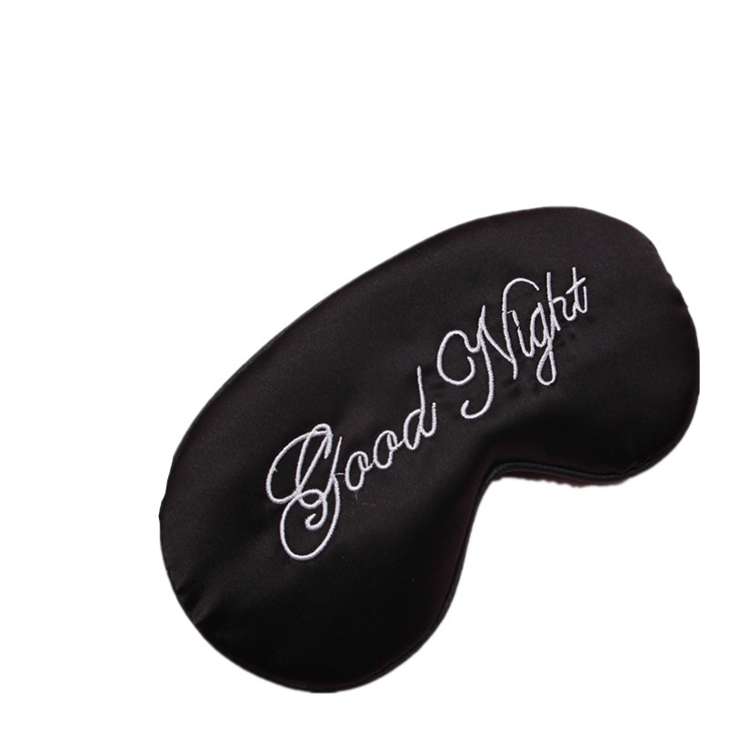 Máscara de ojo bordada de satén transfronterizo siesta máscara de ojo bordada de seda de morera sombreado máscara de ojo de sueño al por mayor en stock