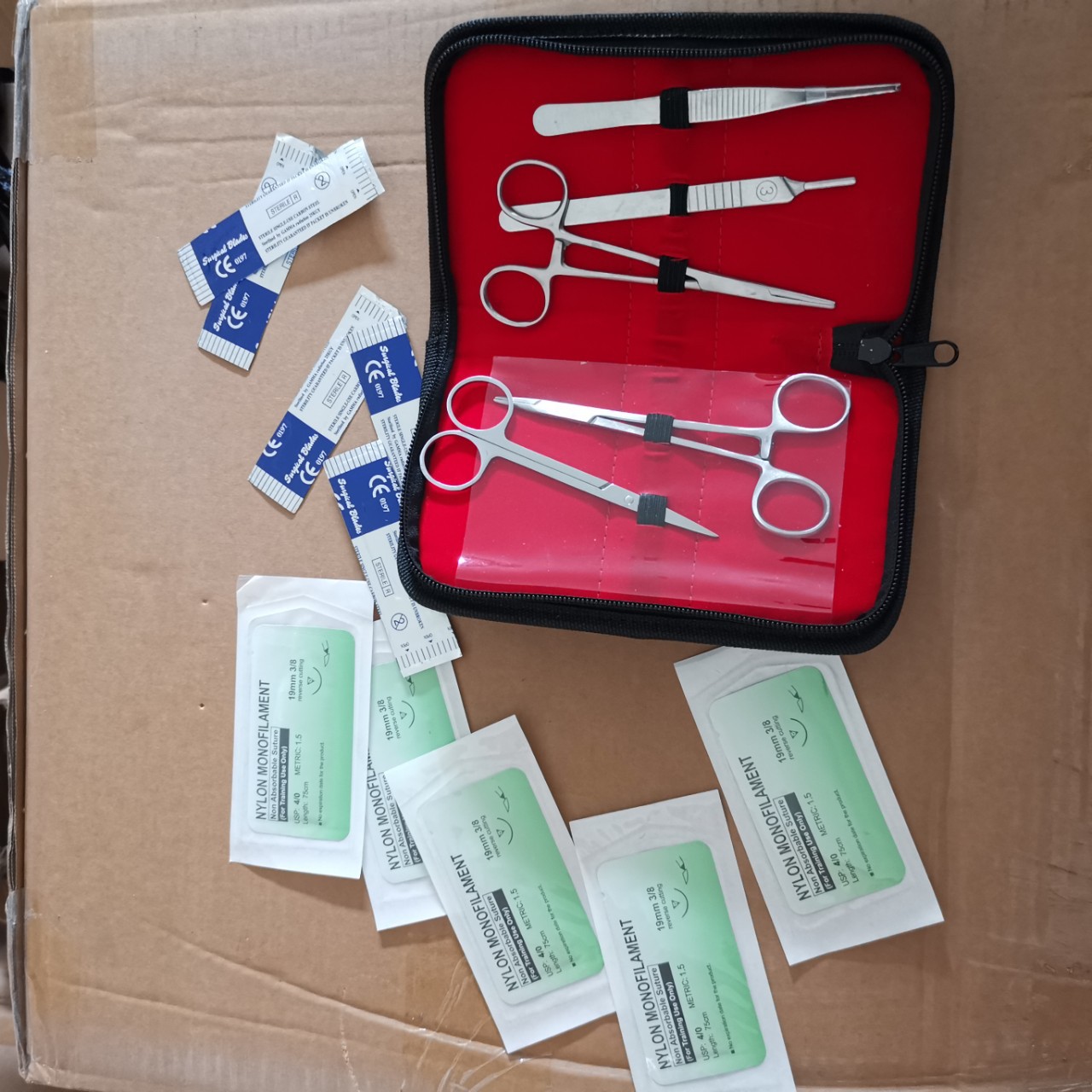Kit de práctica de sutura oral kit de instrumentos herramienta de operación de entrenamiento de sutura quirúrgica material alicates tijeras pinzas hilo de aguja