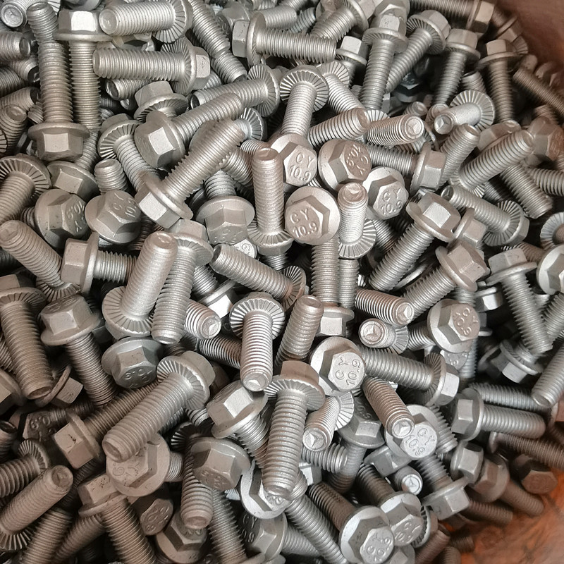 10.9级高强度法兰螺栓达克罗镀锌防锈带齿六角法兰面防松螺栓