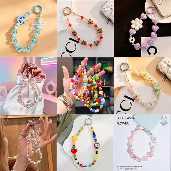 Dopamine Phone Chain with a High-End Feel, Beaded Hand Chain, Phone Case Accessory, Anti-Loss Hanging Ornament, Luminous Versatile Pendant
