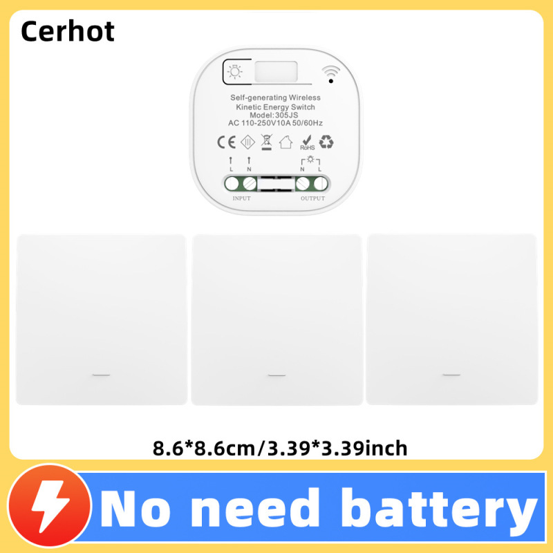 電池不要、防水、スマート、自己発電、ワイヤレス、動力エネルギー式スイッチ、リバウンド式、家庭用、リモート操作、自由に貼れるリモコンボタン|undefined