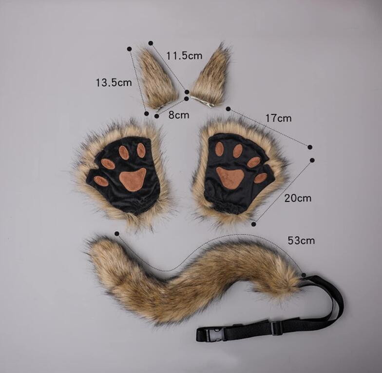 Conjunto de orejas y cola de animal para cosplay de Halloween, diadema de león, vaca, jirafa, mapache, accesorios para el cabello, tocado hecho a mano de una pieza_voghion.com