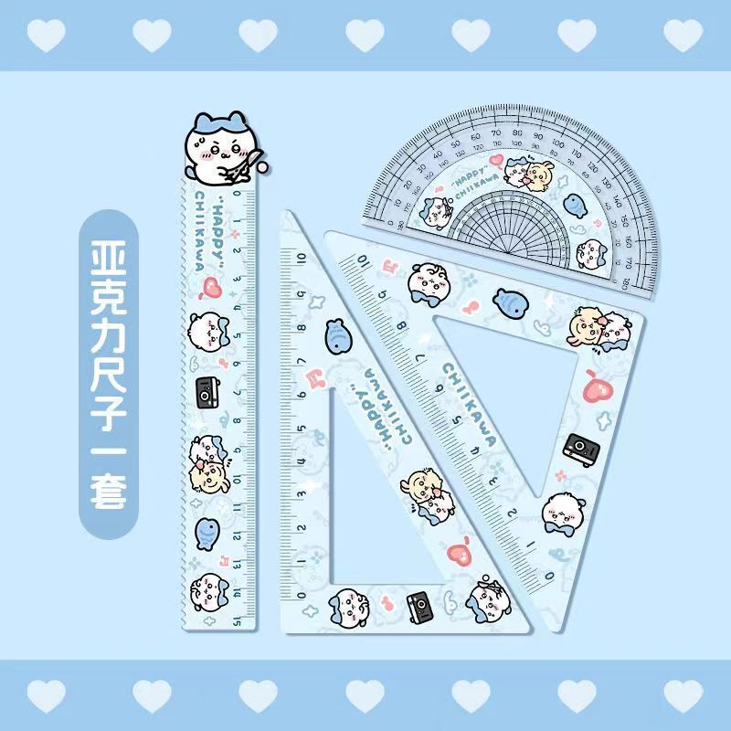 Jiyikawa 小学生向け定規セット 高品質アクリル定規文具 15cm 定規 三角定規セット|undefined