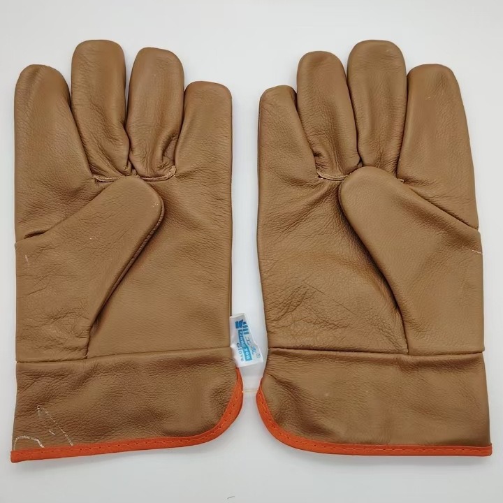 工友深司机头层皮牛皮电焊手套装配短皮手套可开发票防烫耐磨