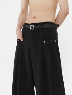 Summer American style high street wide leg suit pants men's niche rivet deconstruction design sense Korean style ruffian handsome pendant sense straight pants