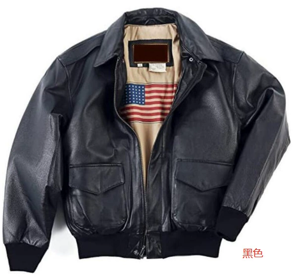 Oversized Leather Bomber Jacket, Flag Lining, Multi-Color, Sizes S–XXXXL