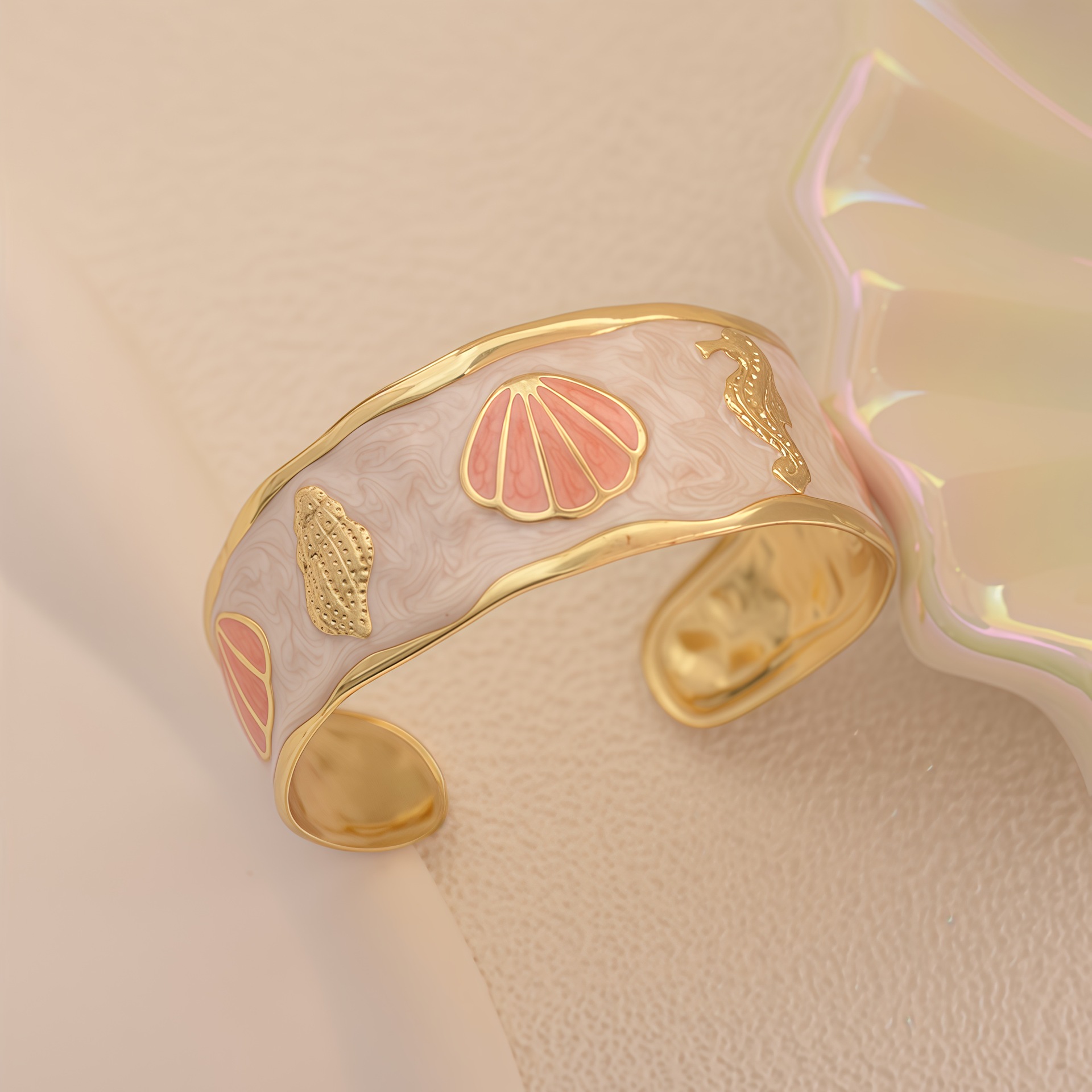 Pulsera de concha de estrella de mar naranja