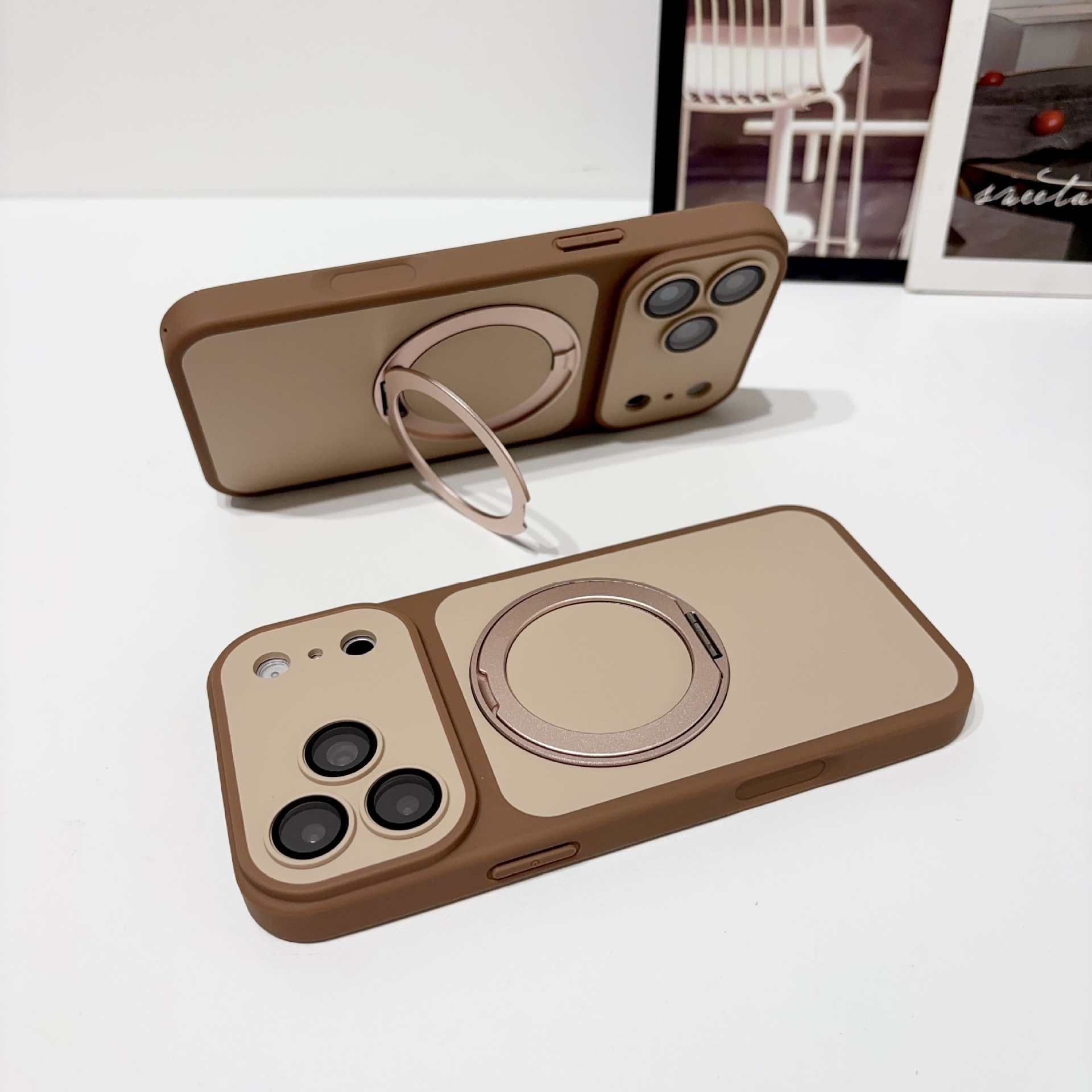 Funda Magnética con Soporte Giratorio para iPhone 18 Pro / 17 / 16 de PC Antigolpes