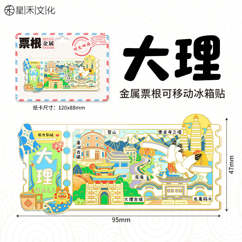 城市金属冰箱贴票根城市磁铁磁贴强力磁吸创意装饰旅游地标景点|undefined