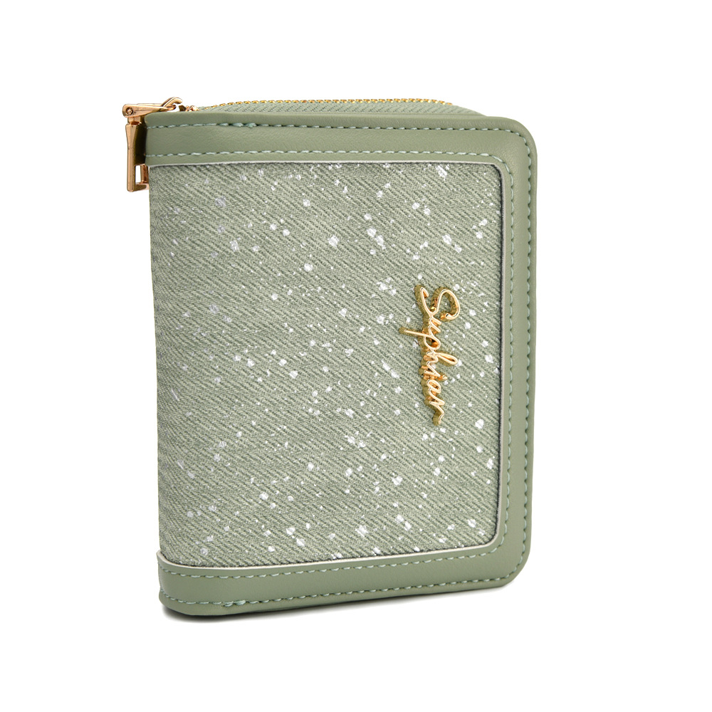 Cartera transfronteriza para mujeres nueva y fresca bolsa de tarjetas con cremallera PU pequeña bolsa de cambio plegable corta de dama alta sensación de cartera