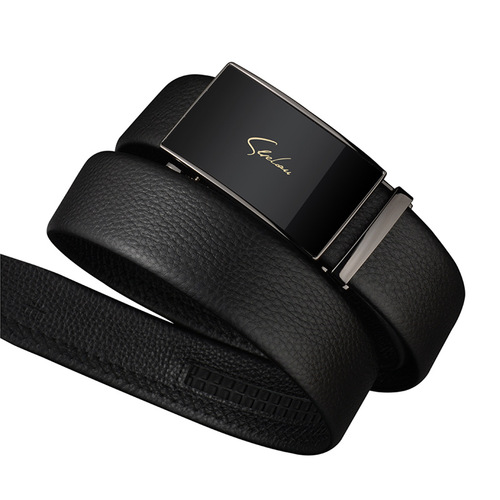High-end men's genuine leather belt, business formal trousers belt, automatic buckle, first layer cowhide belt, wholesale gift belt