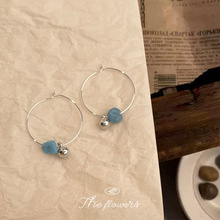 个性极简主义天然石磷灰石手作原创设计师款圆圈耳饰工厂耳环批发