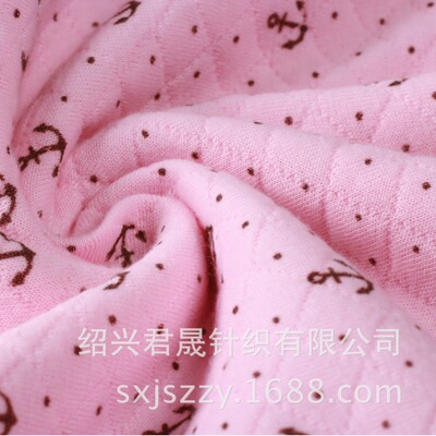 空心棉棕色底印梅红勾印花针织布休闲百搭毛衣保暖|ms