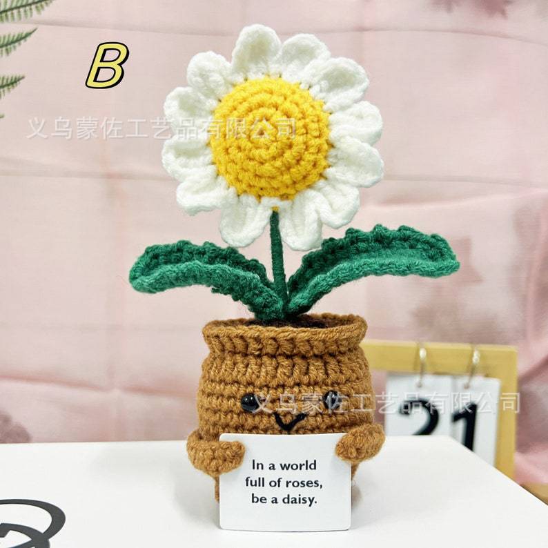 Amazonas comercio exterior gancho de lana sonriente flores en maceta comercio exterior artesanal girasol tulipas margarita adornos image 10