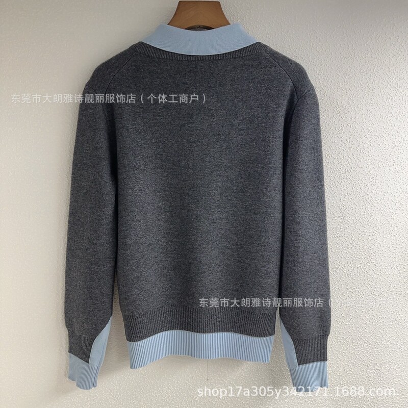 高版本现货高品质MU家2025新款假两件针织毛衣宽松版型男女同款|undefined