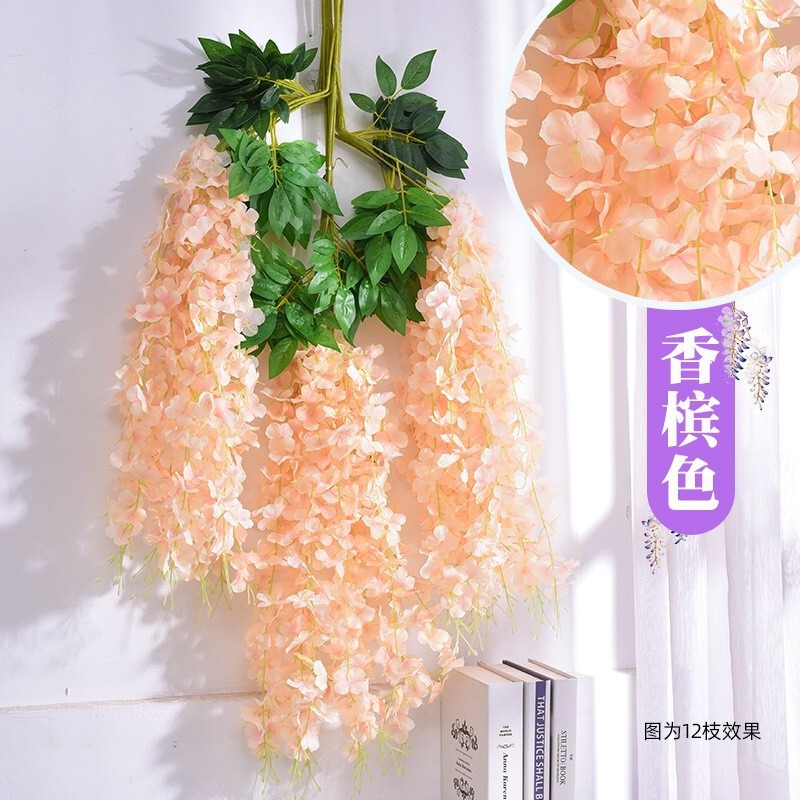 模擬藤の花ショッピングモールパーティー花結婚式の天井造園豆の花の壁家の装飾花びら造花ストリング|undefined