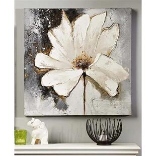 Hand-Painted Oil Painting Black and White Peony Accessible Luxury Entrance Background Wall Decoration Painting Restaurant Square Corridor Hanging Painting Living Room Mural