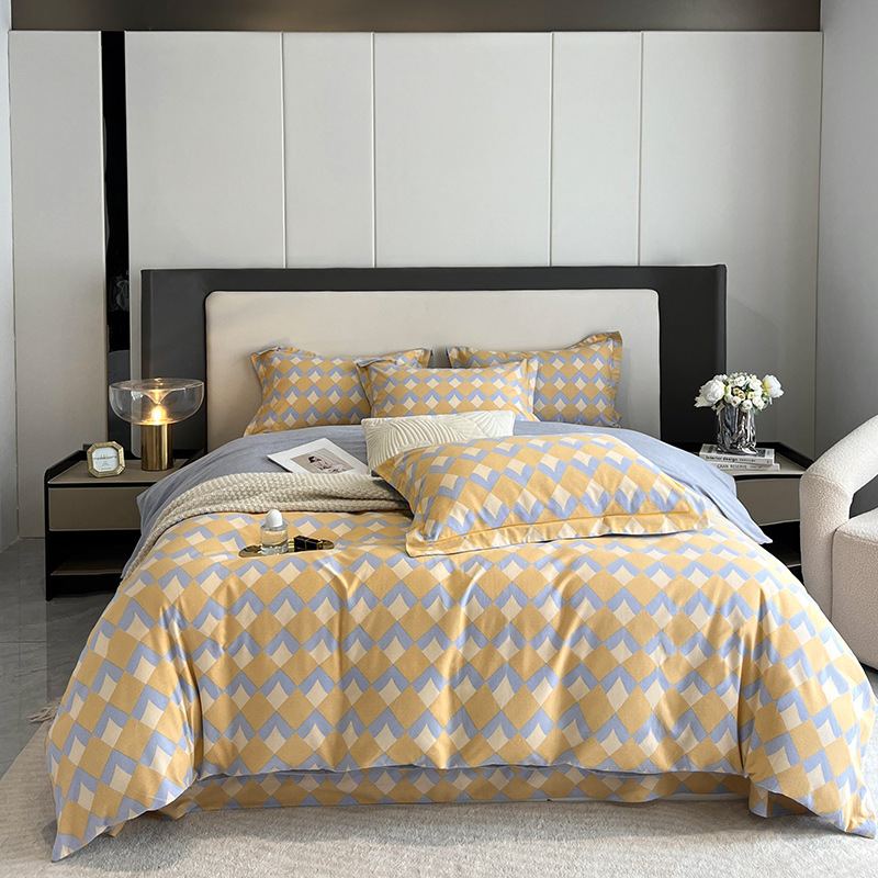 Nuevo juego de cuatro piezas de lana gruesa y cepillada, ropa de cama de edredón de impresión de lujo ligero para el hogar, ropa de cama de otoño e invierno al por mayor