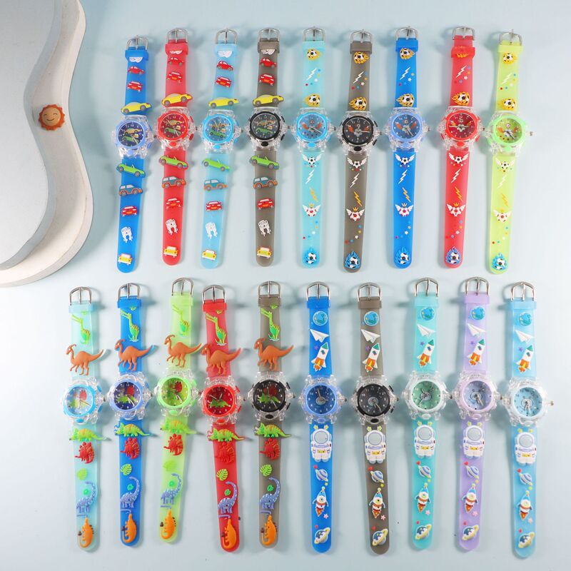 Children's Watch Creative Cartoon Quartz Color Shell Luminous Series Meter Primary School Boy Girl 3D Veneer Watch