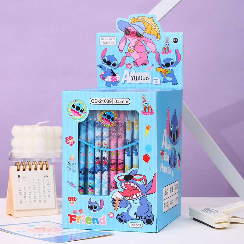 New blue elf cap erasable neutral pen cartoon straight pole signature pen student hot erasable pen