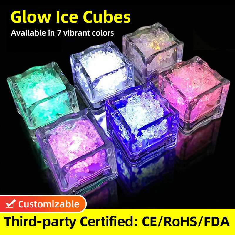 Glowing ice cubes Juguetes luminosos LED colorido inducción flash de hielo