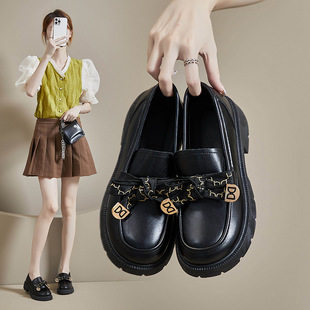 Loafers for Women 2025 Spring New Style Women's British Style Small Leather Shoes One-Leg Women's Shoes Small Fragrant Style Ins Trend K1806