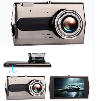 跨境新款4寸锌合金行车记录仪高清1080P双镜头倒车影像工厂直销|ms