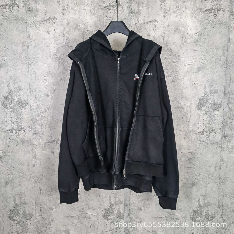 High-End Version 26Fw New B Brand Coca-Cola Embroidered Letter Double-Layer Nesting Fake Two-Piece Hooded Sweatshirt Jacket Ins High-End Version 26Fw New B Brand Coca-Cola Embroidered Letter Double-Layer Nesting Fake Two-Piece Hooded Sweatshirt Jacket Ins
