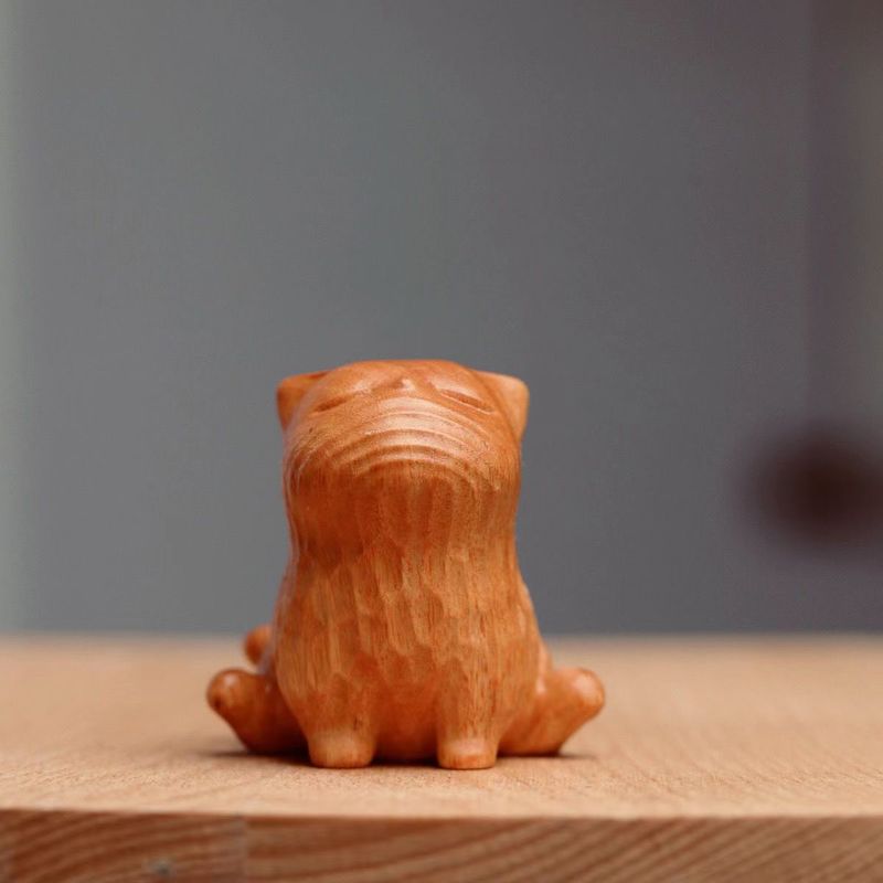 可爱小猫送女友童趣猫系列檀木简约实木雕刻手把生日礼物猫咪摆件|undefined