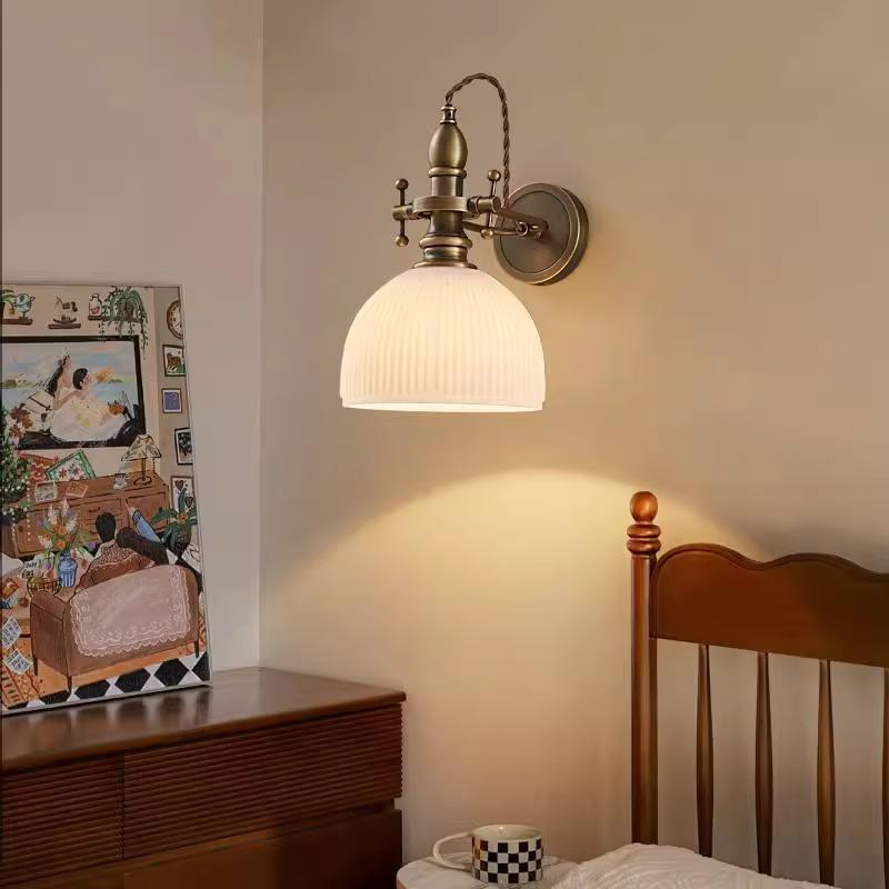 2024 habitación de lectura ligera industrial de estilo antiguo dormitorio nueva cabeza de cama rural lámpara de pared completa estilo americano estudio de bronce antiguo