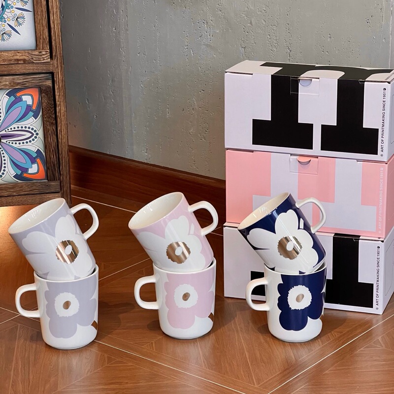 フィンランドマール ピンクゴールドマグ グレーゴールド ペアコーヒーカップ 食器 サクラピンク セラミック 限定ギフトボックス|undefined