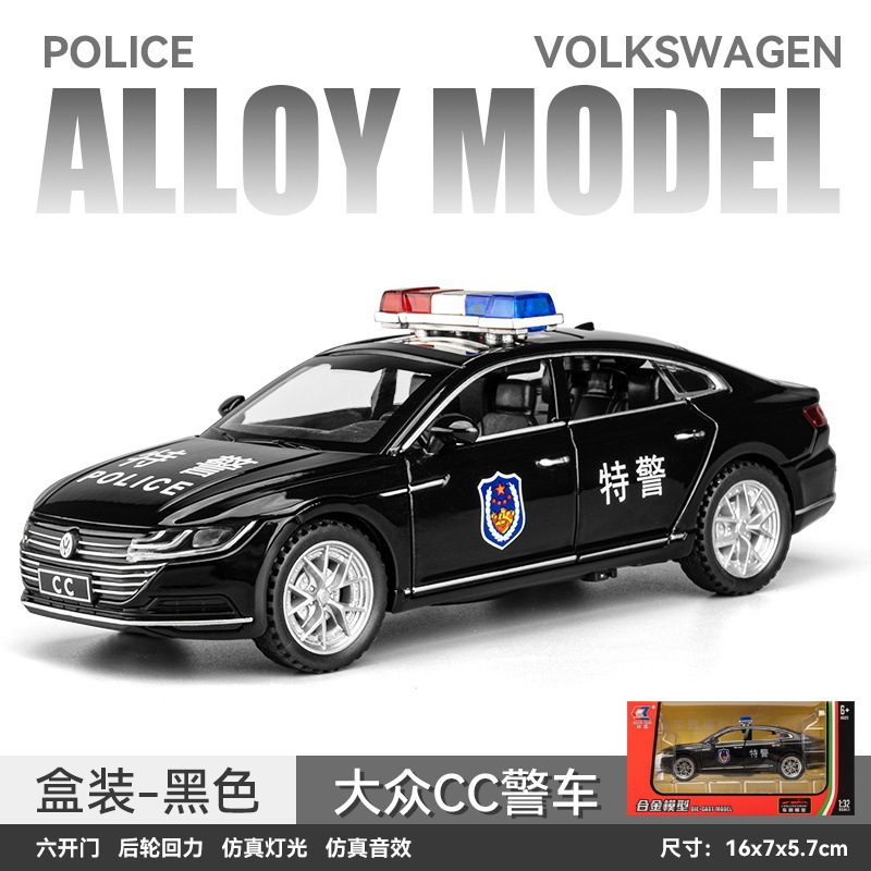Aleación de coche 1:32 Volkswagen CC modelo de coche de policía Tire hacia atrás sonido con luz coche de juguete modelo de música adornos