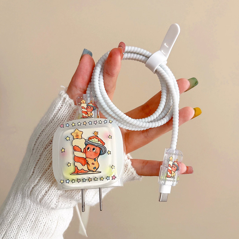 Cute vela de deseo para el hombre estrella para Apple 16 cargador funda 15promax cable de datos 14plus