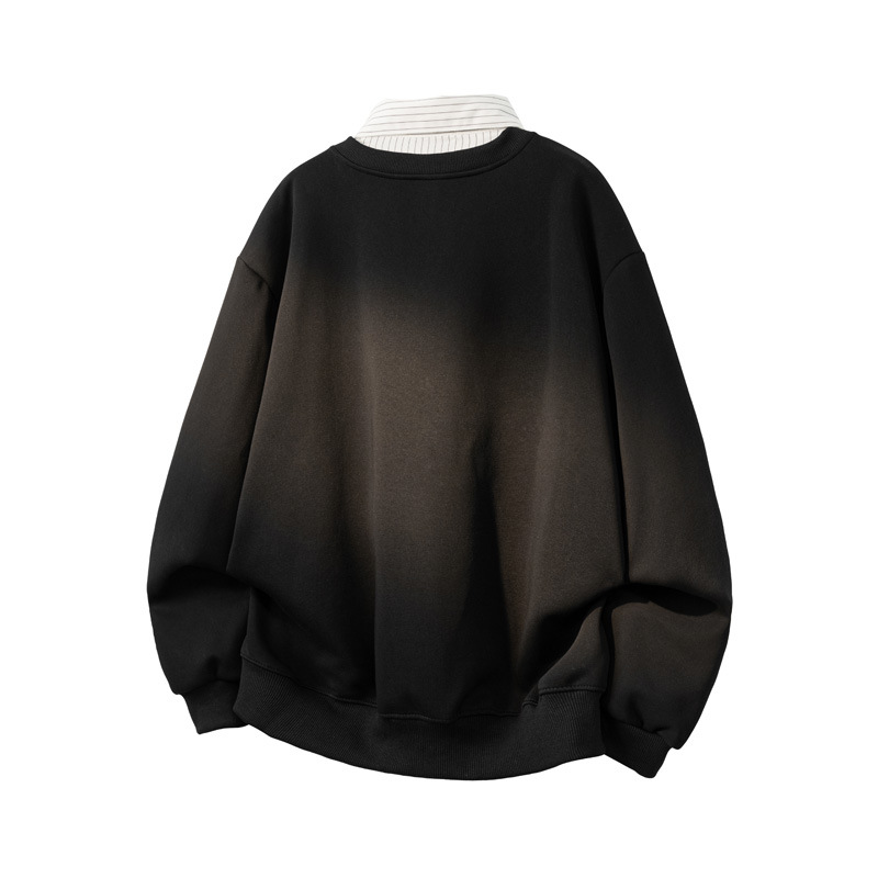 Sweat-shirt rayé à col en V, T-shirt à manches longues polyvalent pour homme, Haut de base haut de gamme_voghion.com
