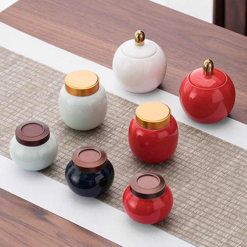 Ceramic small tea, screw cap, cover, powder cream, storage system