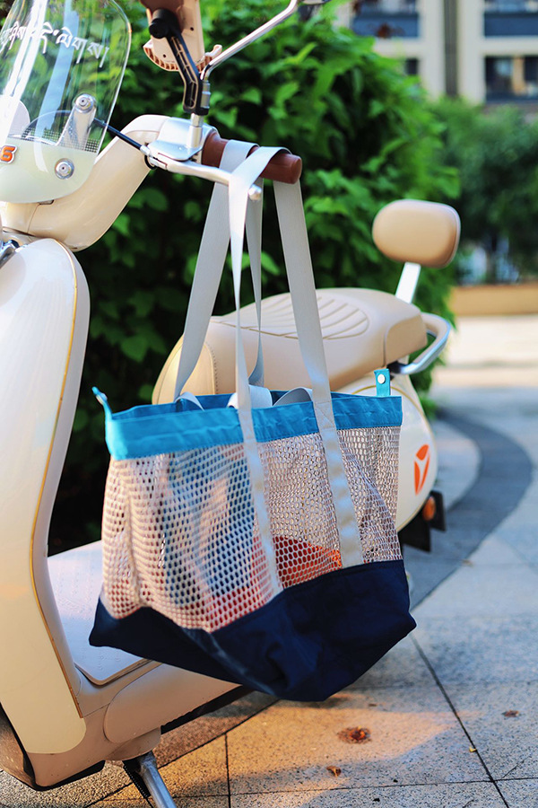 Large-capacity summer niche trendy color-blocking net bag single-shoulder bag, casual large-capacity double-sided usable storage shopping bag undefined