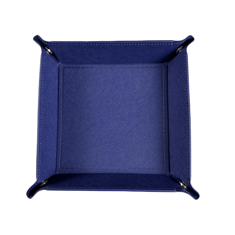 En stock pu palillos de cuero bandeja de cuatro esquinas plegable juego palillos bandeja de almacenamiento