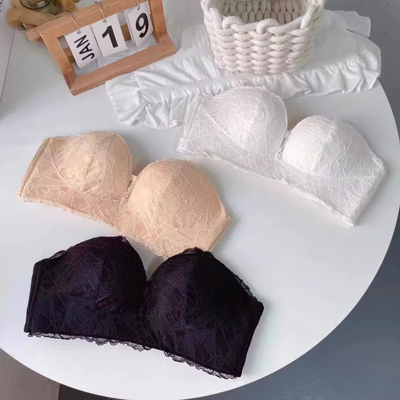 Explosive Strapless Underwear Women's Shoulder-free Wedding Dress Summer Traceless Comfortable Lace Push-up Anti-slip Bra