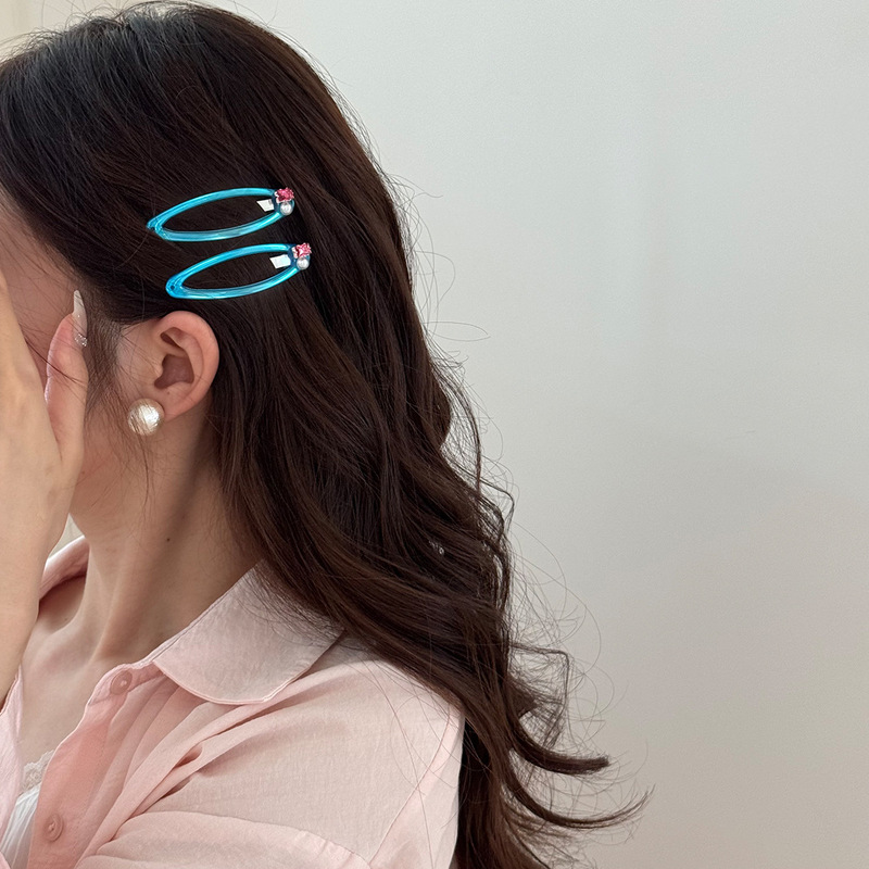 韓国風のファッショナブルでハイエンドのパールとジルコンのBBクリップヘアピン、シンプルで多用途なサイドクリップヘアピン、女性用ヘアアクセサリー|undefined